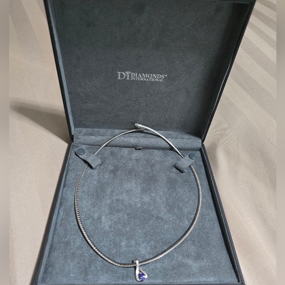Silver Necklace with Blue Pendant